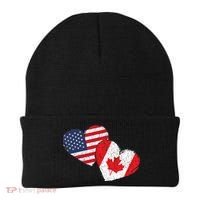 USA Canada Heart Country Flag American Canadian Beanie thumb 0
