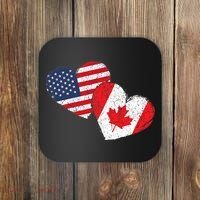 USA Canada Heart Country Flag American Canadian Coaster thumb 0