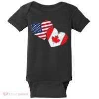 USA Canada Heart Country Flag American Canadian Baby Bodysuit thumb 0
