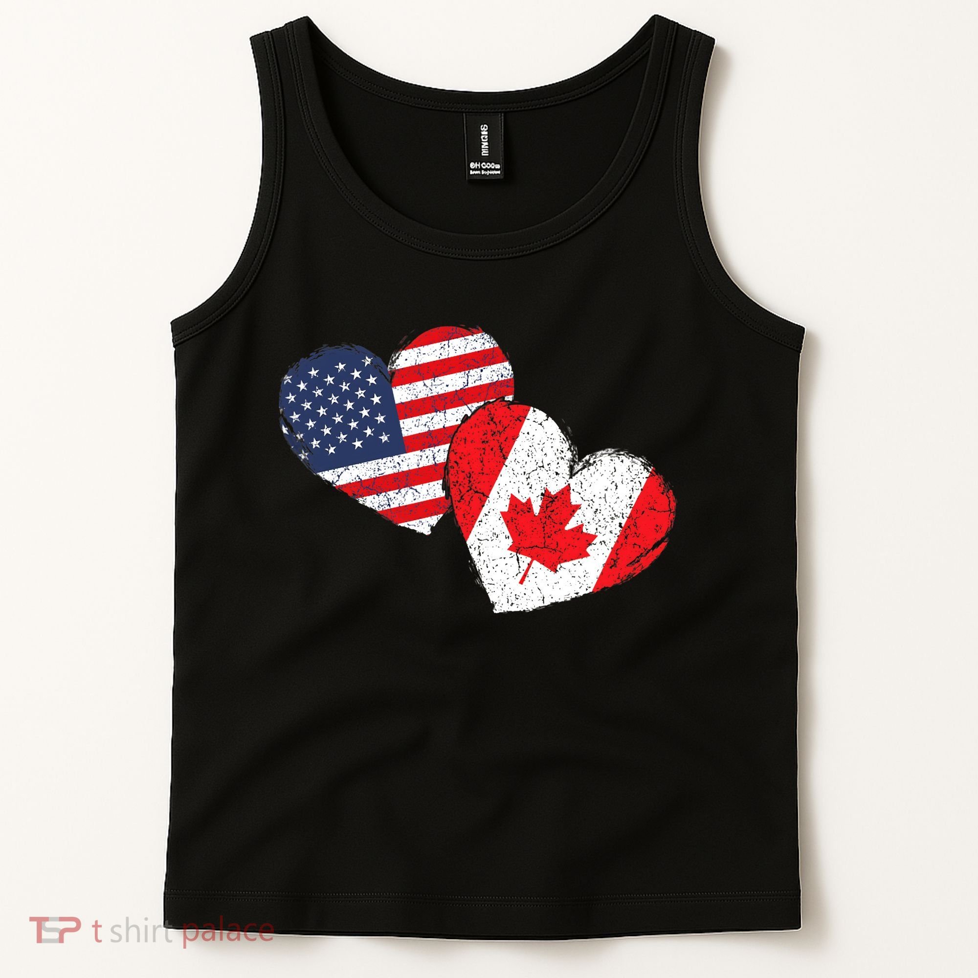USA Canada Heart Country Flag American Canadian Tank Top