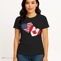 USA Canada Heart Country Flag American Canadian Women's T-Shirt thumb 4