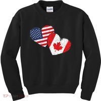 USA Canada Heart Country Flag American Canadian Kids Sweatshirt thumb 0