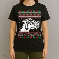 Ugly Christmas Horse Marey Horsemas Xmas Cute Gift T-Shirt thumb 4