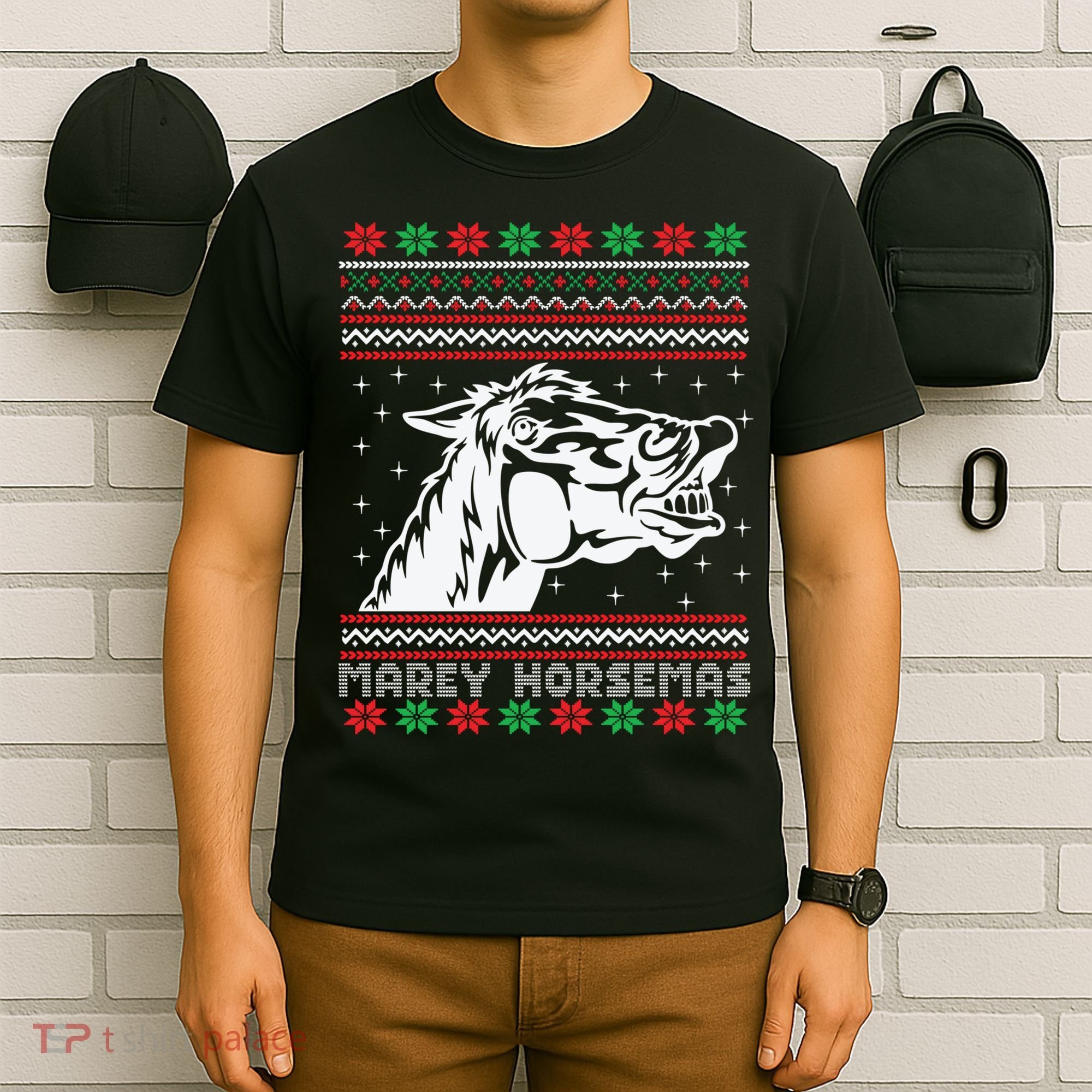 Ugly Christmas Horse Marey Horsemas Xmas Cute Gift T-Shirt