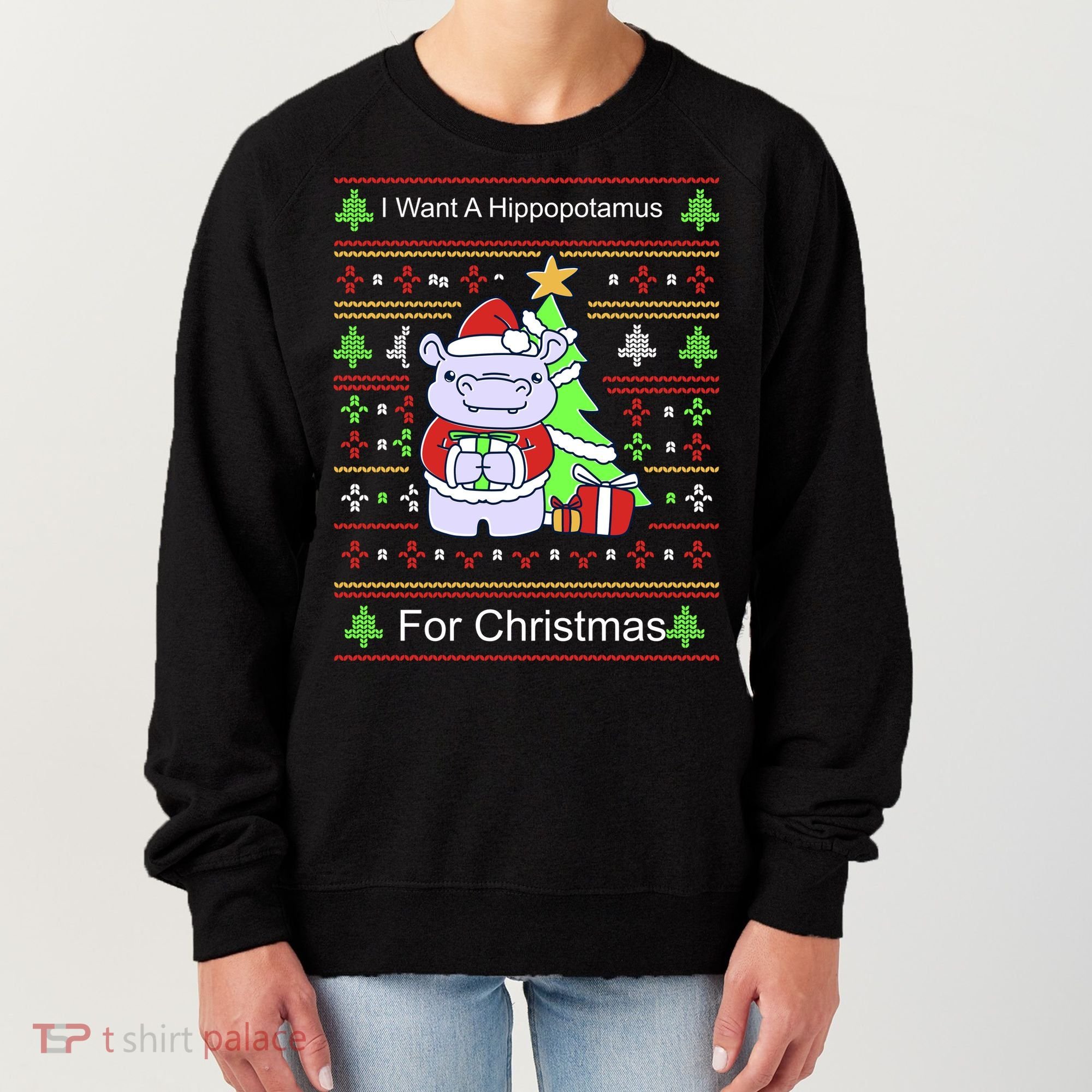 Ultimate Christmas I Want A Hippopotamus Ugly Women's Sweatshirt