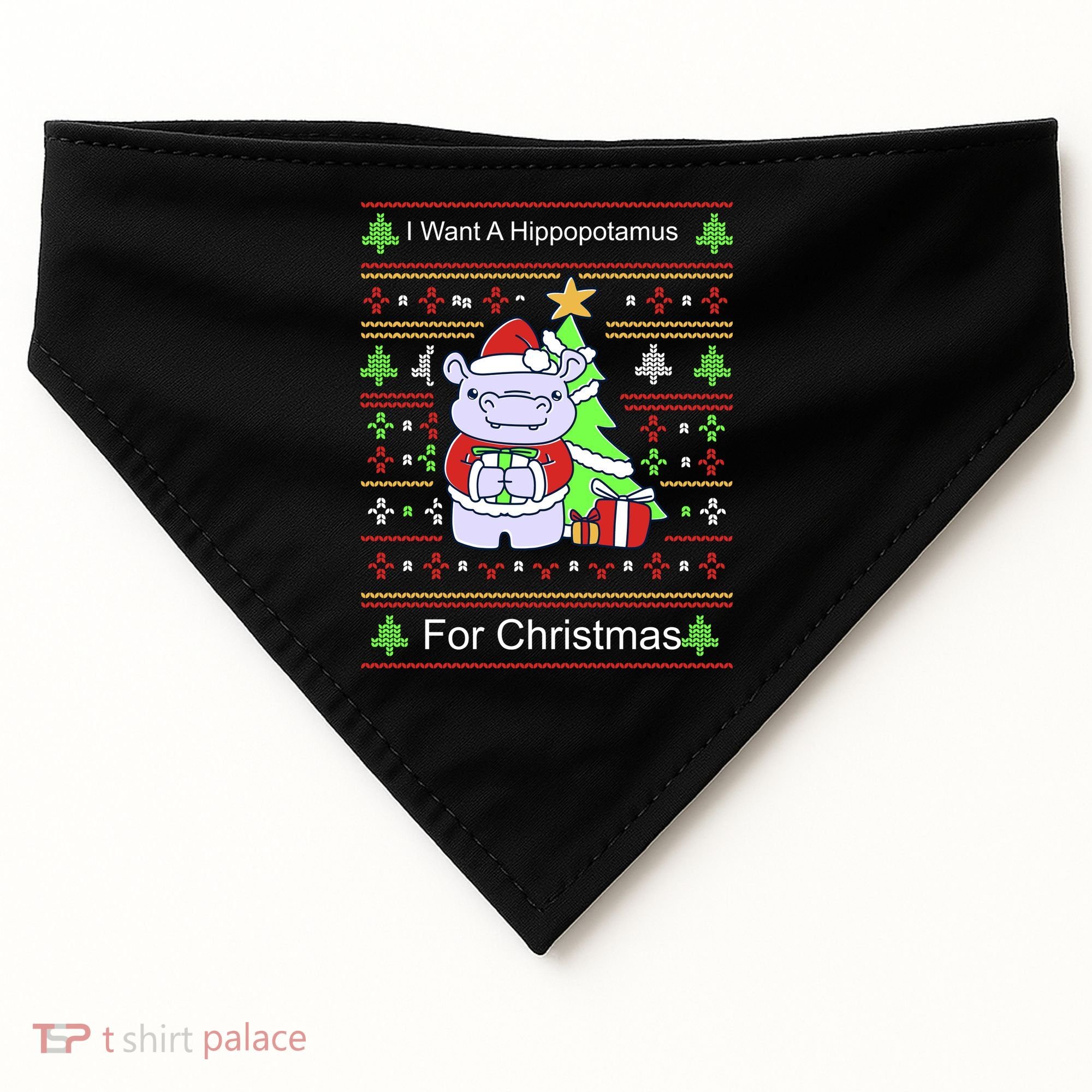 Ultimate Christmas I Want A Hippopotamus Ugly USA-Made Doggie Bandana