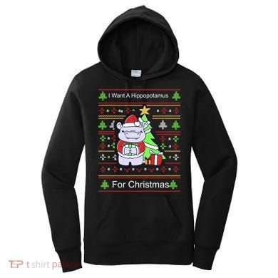 Ultimate Christmas I Want A Hippopotamus Ugly Women's Hoodie