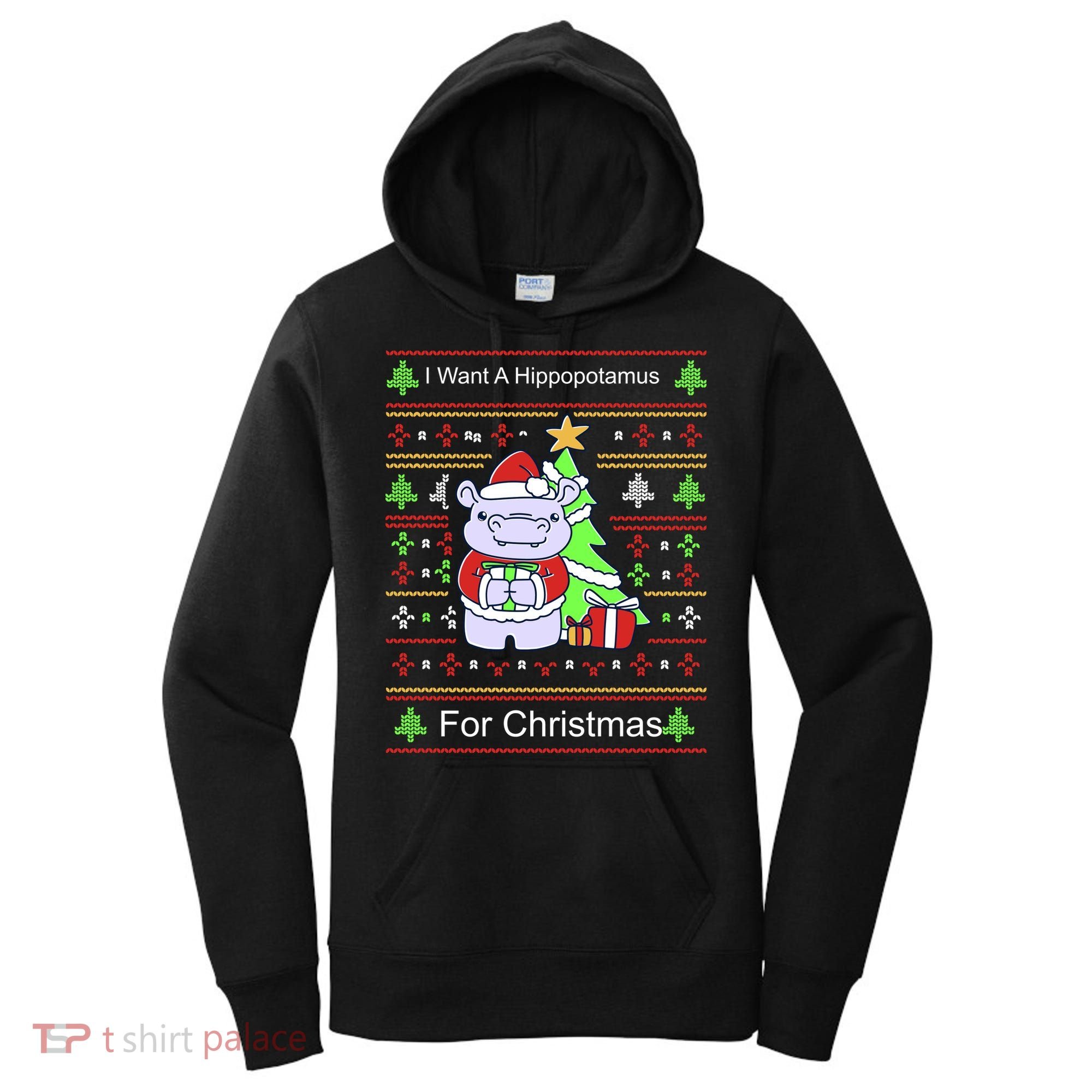 Ultimate Christmas I Want A Hippopotamus Ugly Women's Hoodie