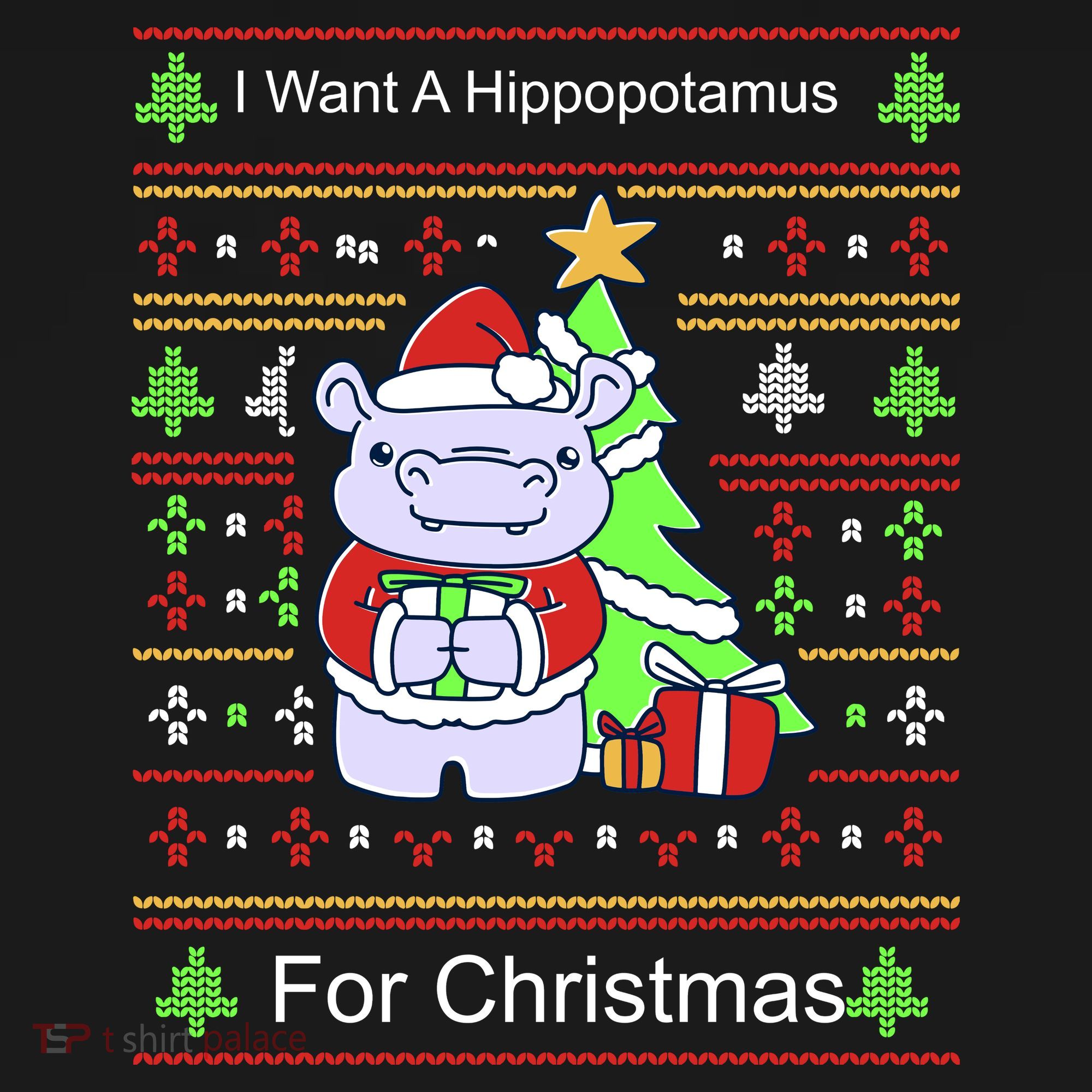 Ultimate Christmas I Want A Hippopotamus Ugly Women's Hoodie