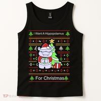 Ultimate Christmas I Want A Hippopotamus Ugly Tank Top thumb 2