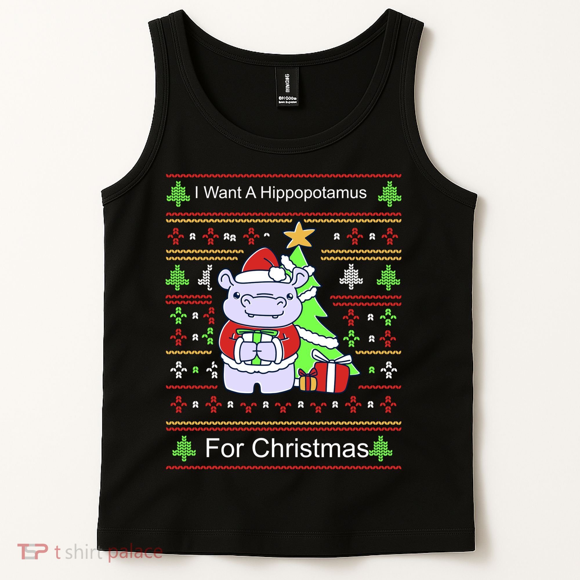 Ultimate Christmas I Want A Hippopotamus Ugly Tank Top
