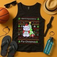 Ultimate Christmas I Want A Hippopotamus Ugly Tank Top thumb 4