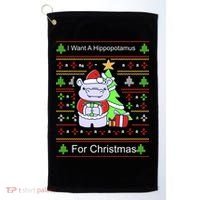 Ultimate Christmas I Want A Hippopotamus Ugly Golf Towel thumb 0