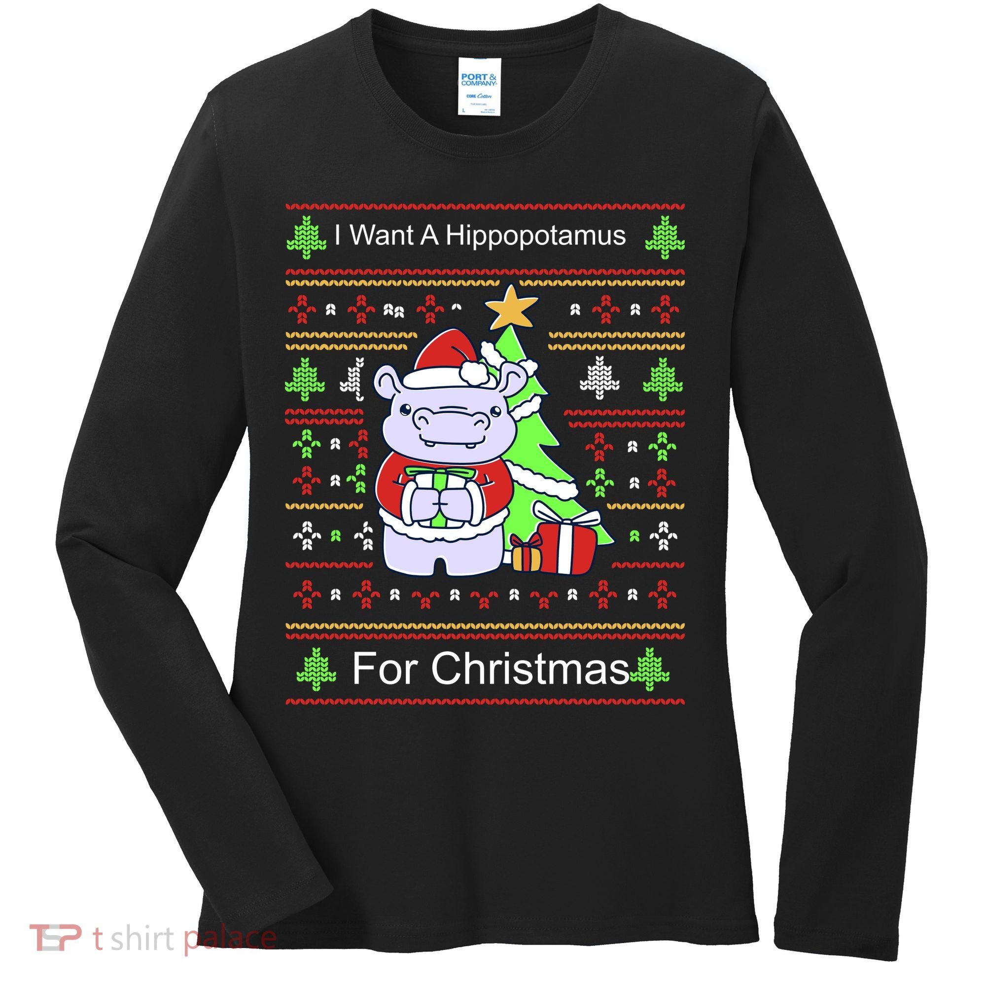 Ultimate Christmas I Want A Hippopotamus Ugly Women's Long Sleeve Shirt