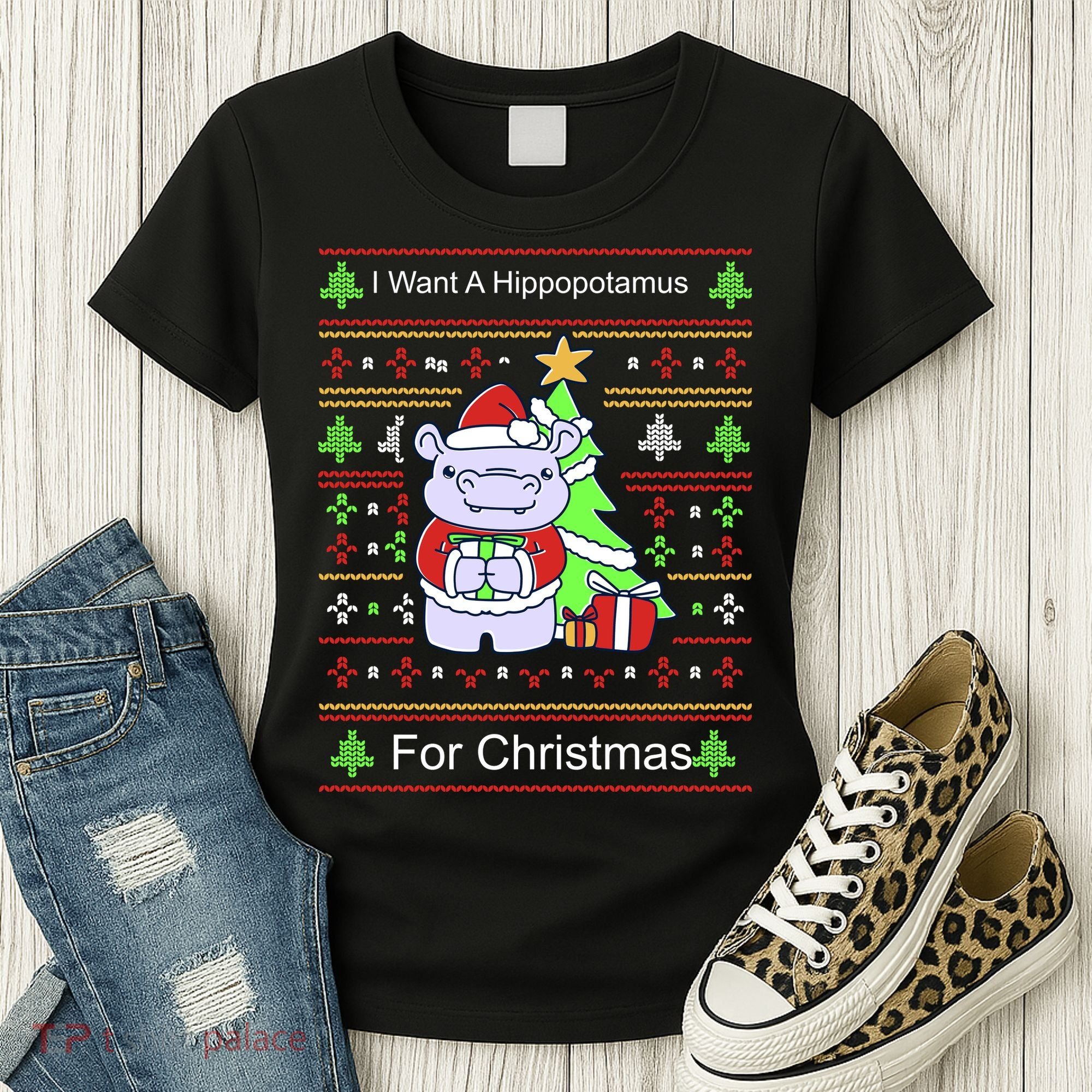 Ultimate Christmas I Want A Hippopotamus Ugly Women's T-Shirt