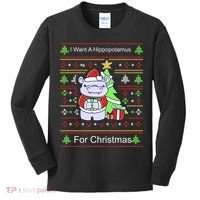Ultimate Christmas I Want A Hippopotamus Ugly Kids Long Sleeve Shirt thumb 0