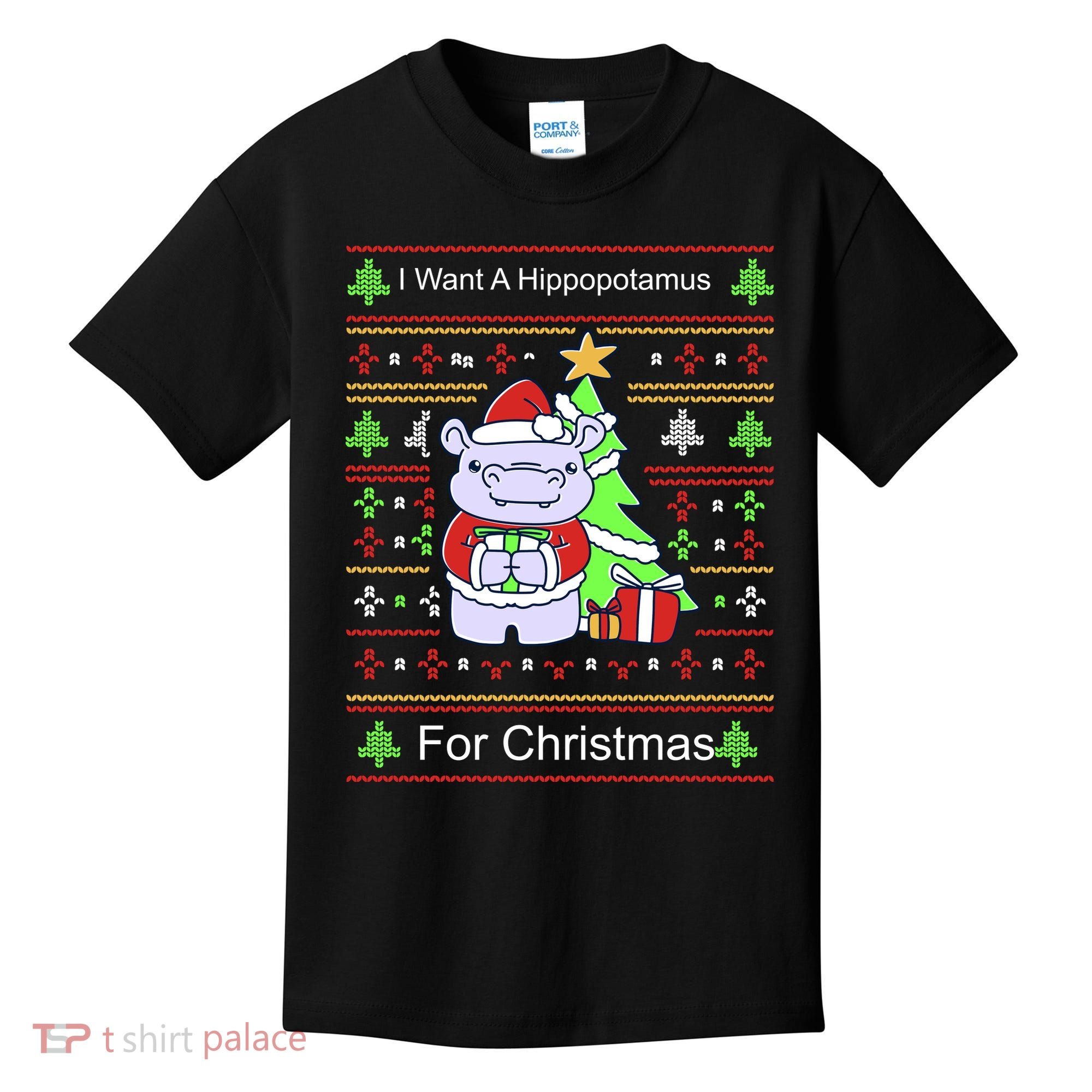 Ultimate Christmas I Want A Hippopotamus Ugly Kids T-Shirt