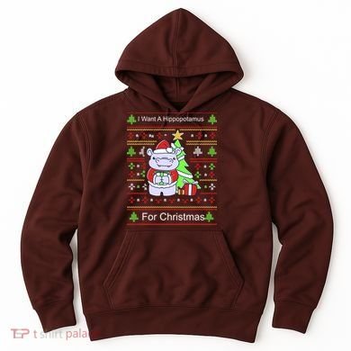 Ultimate Christmas I Want A Hippopotamus Ugly Hoodie