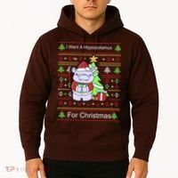 Ultimate Christmas I Want A Hippopotamus Ugly Hoodie thumb 2