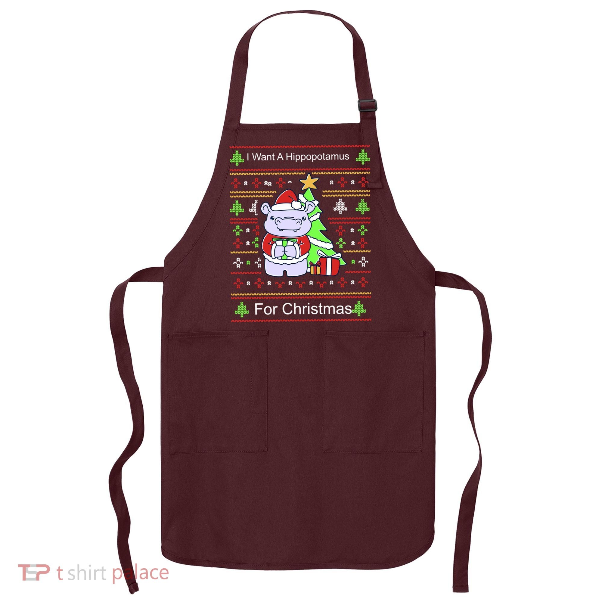 Ultimate Christmas I Want A Hippopotamus Ugly Apron