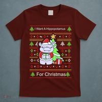 Ultimate Christmas I Want A Hippopotamus Ugly T-Shirt thumb 5