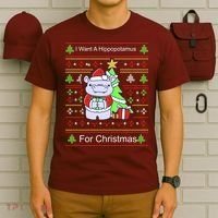Ultimate Christmas I Want A Hippopotamus Ugly T-Shirt thumb 6