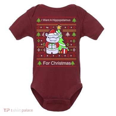 Ultimate Christmas I Want A Hippopotamus Ugly Baby Bodysuit