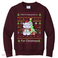Ultimate Christmas I Want A Hippopotamus Ugly Kids Sweatshirt thumb 0