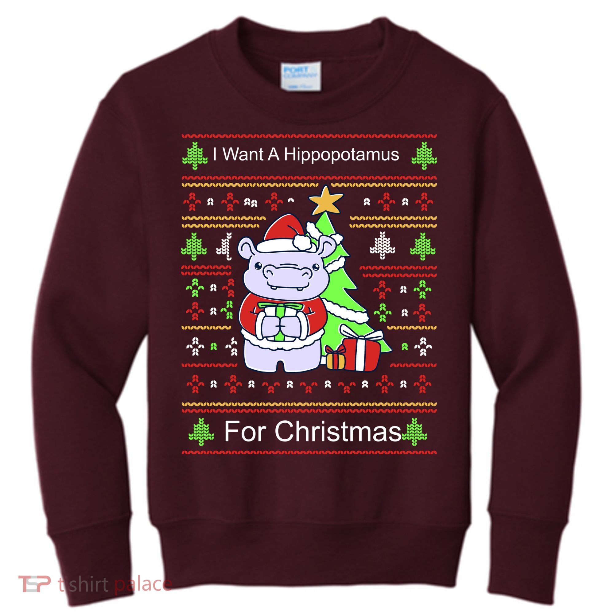 Ultimate Christmas I Want A Hippopotamus Ugly Kids Sweatshirt