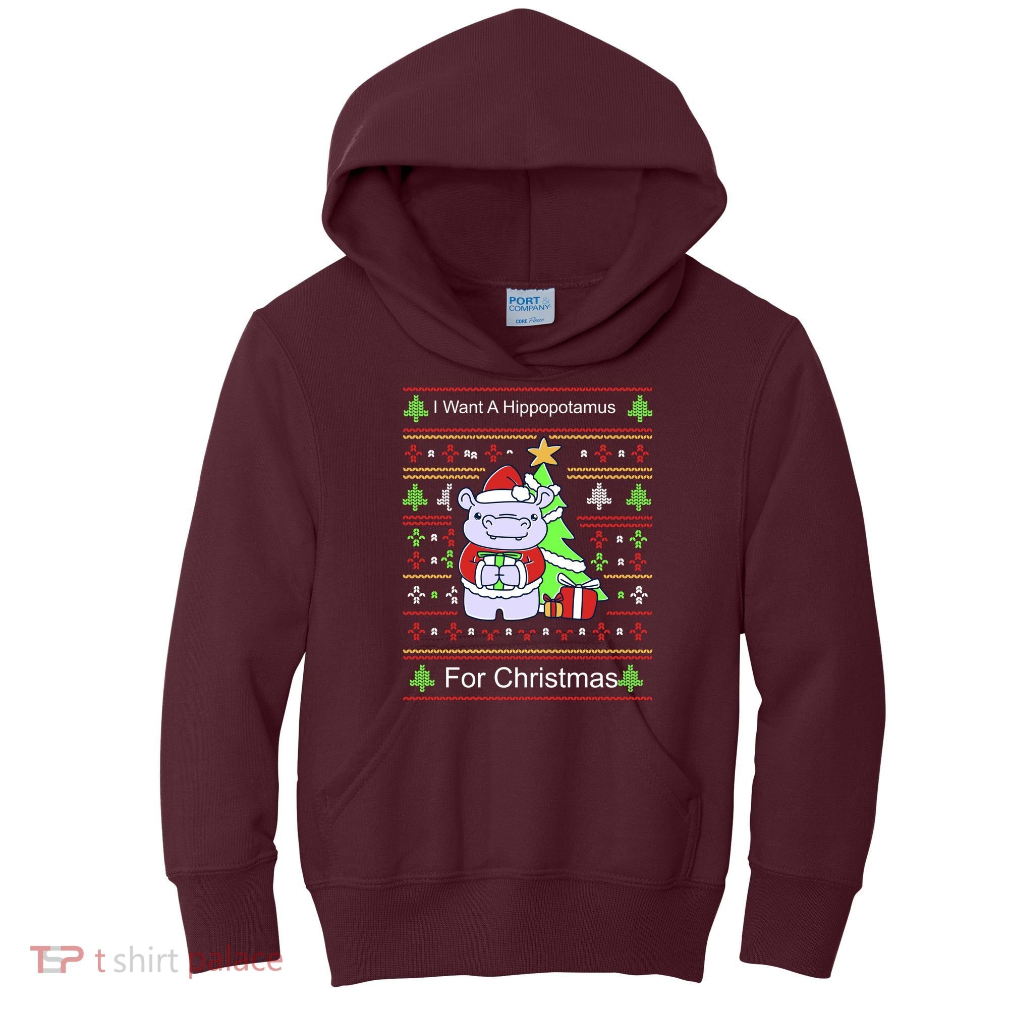 Ultimate Christmas I Want A Hippopotamus Ugly Kids Hoodie