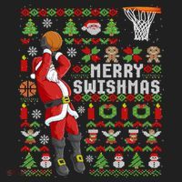Ugly Christmas Merry Swishmas Basketball Gift Beanie thumb 2