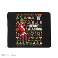 Ugly Christmas Merry Swishmas Basketball Gift Mousepad thumb 0
