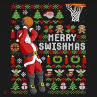 Ugly Christmas Merry Swishmas Basketball Gift Women's Tank Top thumb 5