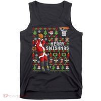 Ugly Christmas Merry Swishmas Basketball Gift Tank Top thumb 0