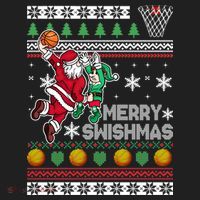 Ugly Christmas Merry Swishmas Basketball Gift Women's Sweatshirt thumb 2
