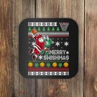 Ugly Christmas Merry Swishmas Basketball Gift Coaster thumb 0