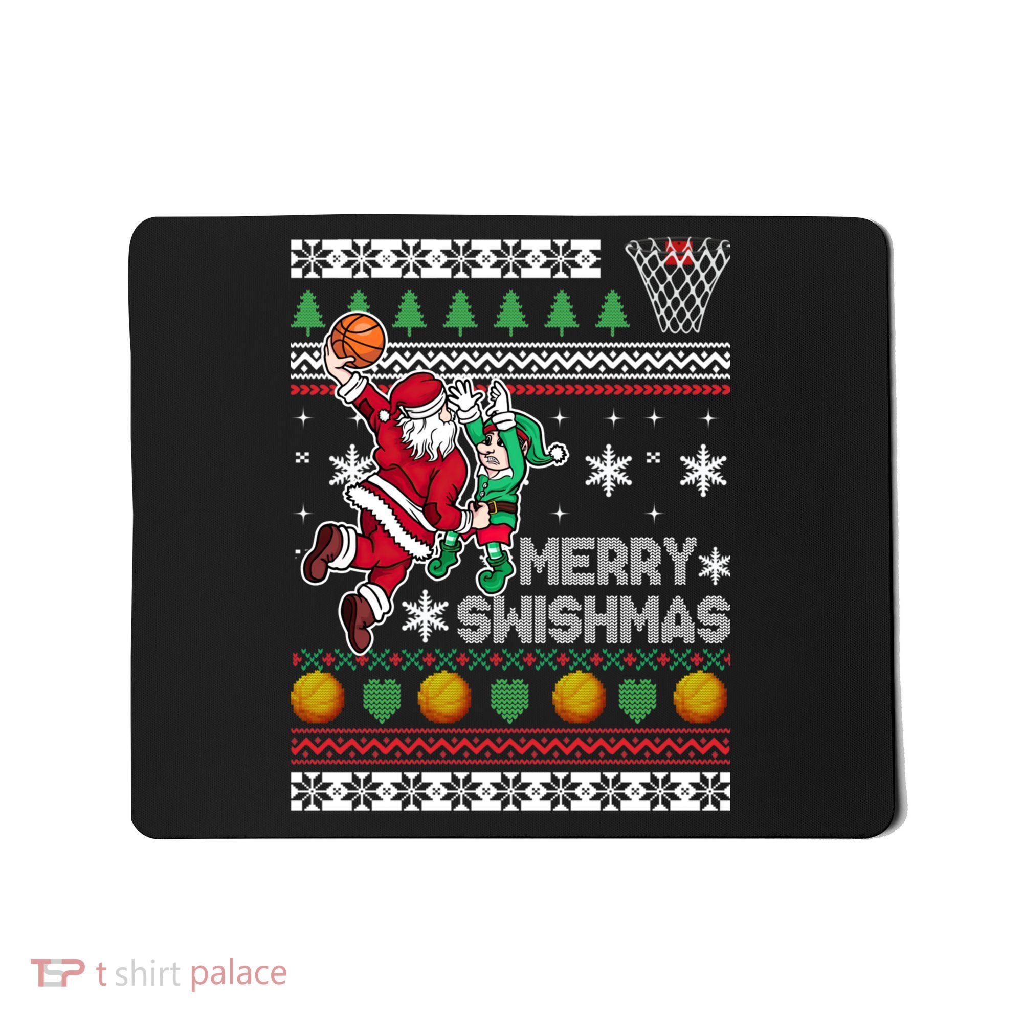 Ugly Christmas Merry Swishmas Basketball Gift Mousepad