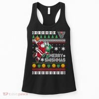 Ugly Christmas Merry Swishmas Basketball Gift Women's Tank Top thumb 0