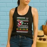 Ugly Christmas Merry Swishmas Basketball Gift Women's Tank Top thumb 2