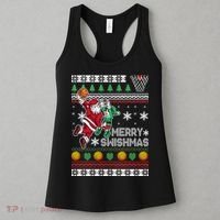 Ugly Christmas Merry Swishmas Basketball Gift Women's Tank Top thumb 3