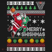 Ugly Christmas Merry Swishmas Basketball Gift Women's Tank Top thumb 5