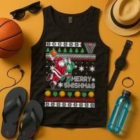 Ugly Christmas Merry Swishmas Basketball Gift Tank Top thumb 4