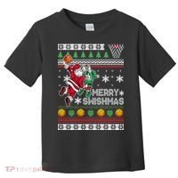 Ugly Christmas Merry Swishmas Basketball Gift Toddler T-Shirt thumb 0