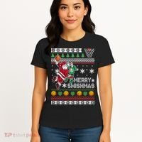 Ugly Christmas Merry Swishmas Basketball Gift Women's T-Shirt thumb 4