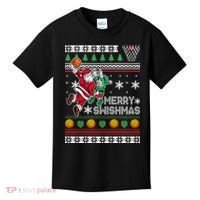 Ugly Christmas Merry Swishmas Basketball Gift Kids T-Shirt thumb 0