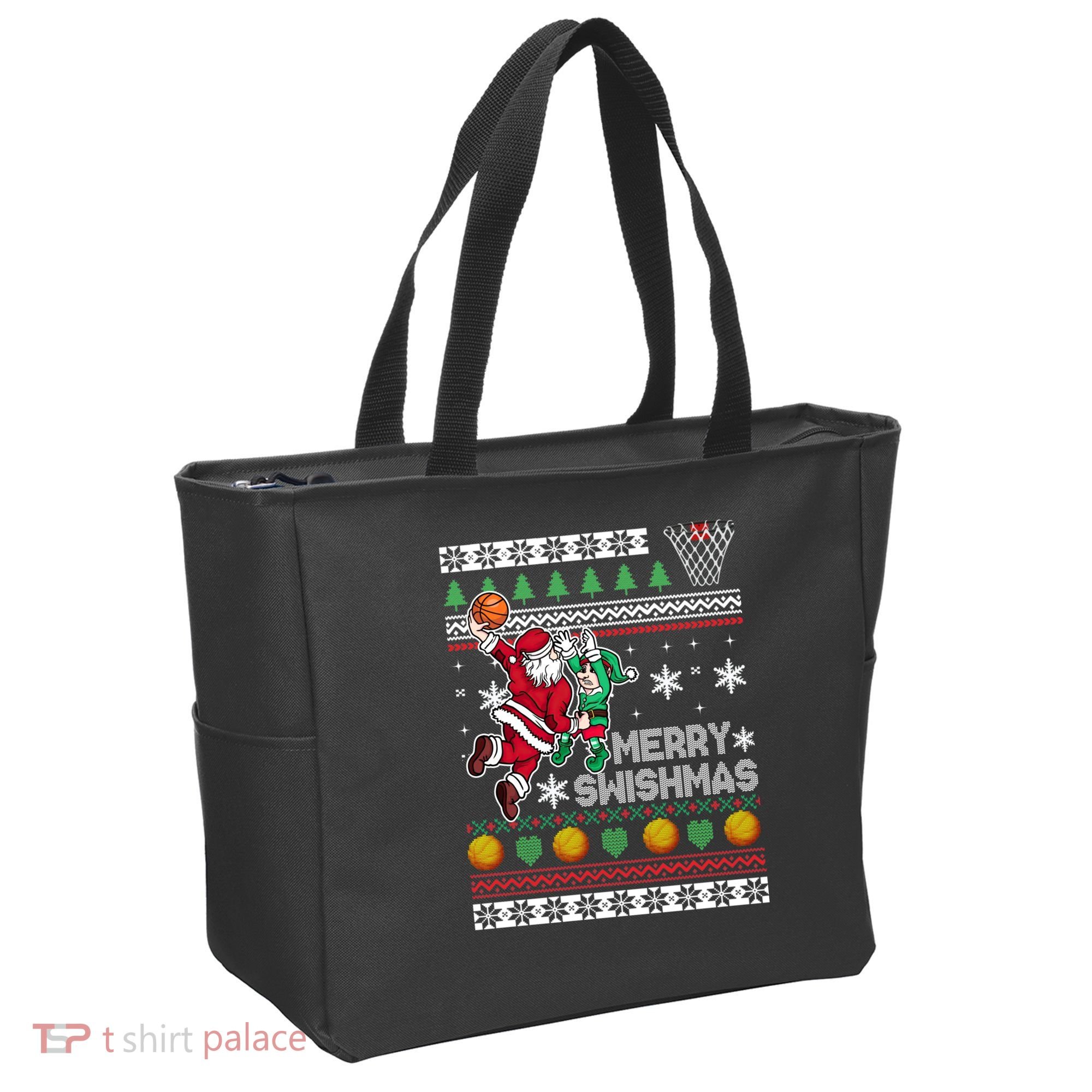 Ugly Christmas Merry Swishmas Basketball Gift Tote Bag