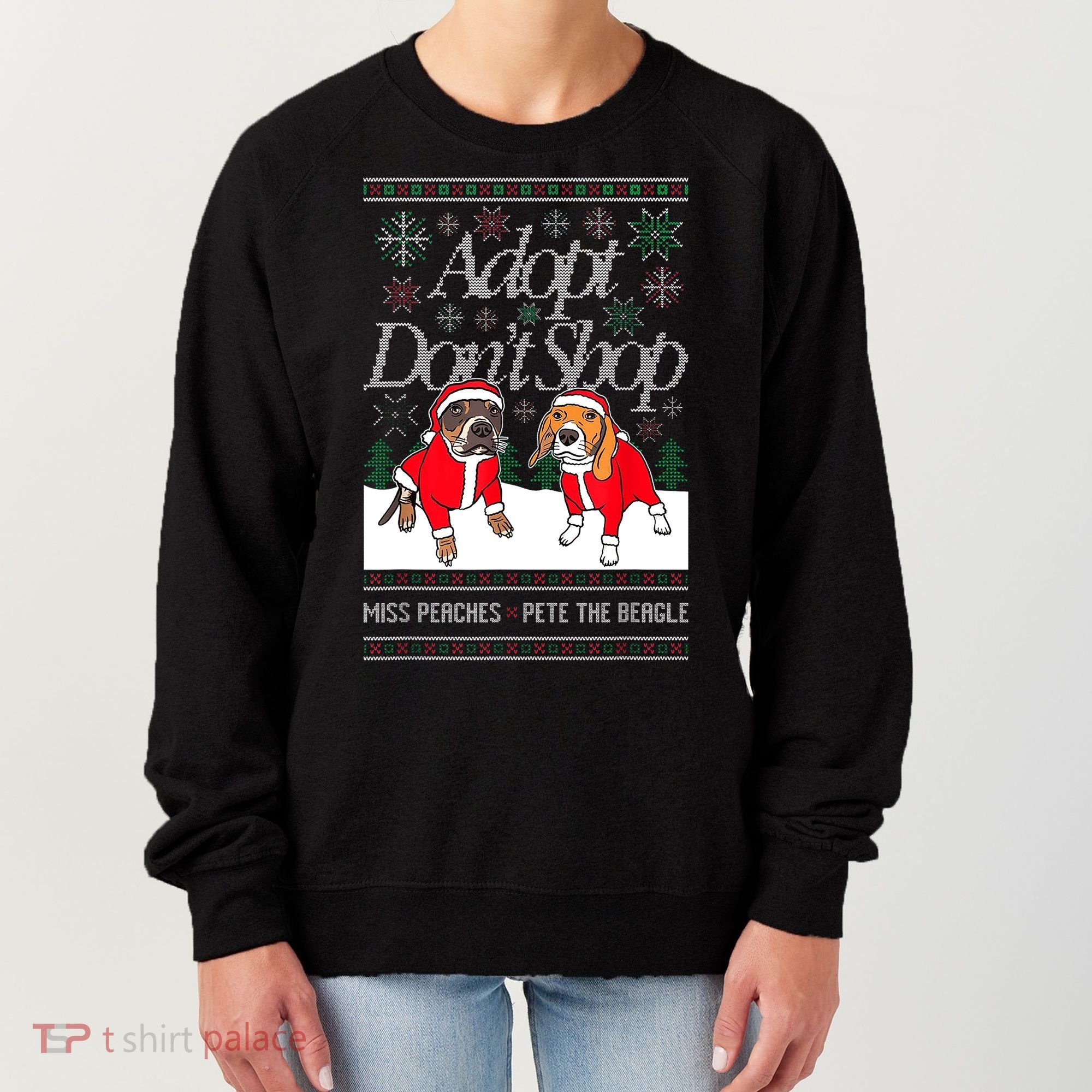 Ugly Christmas Miss Peaches & Pete The Beagle Funny Xmas Gift Women's Sweatshirt