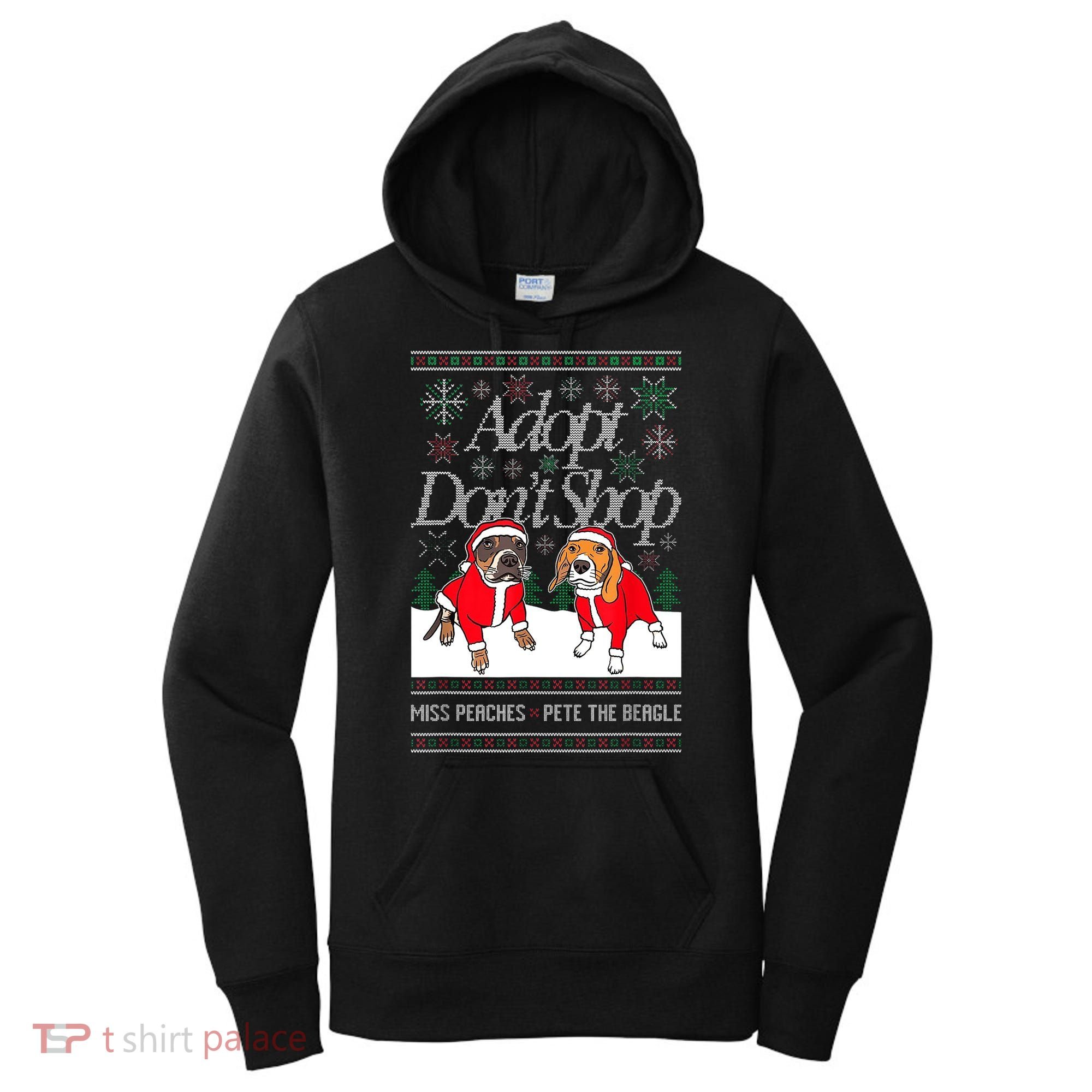 Ugly Christmas Miss Peaches & Pete The Beagle Funny Xmas Gift Women's Hoodie