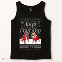 Ugly Christmas Miss Peaches & Pete The Beagle Funny Xmas Gift Tank Top thumb 2