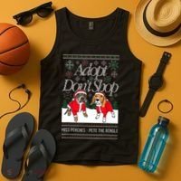 Ugly Christmas Miss Peaches & Pete The Beagle Funny Xmas Gift Tank Top thumb 4